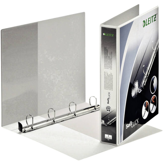 Presentatieringband Leitz premium SoftClick panorama A4 maxi 4-rings D-mechaniek 30mm wit