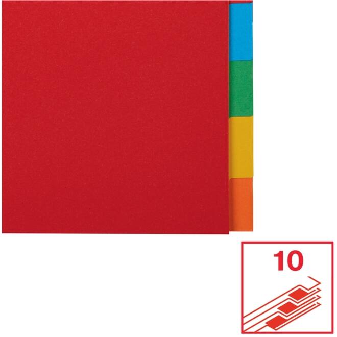 Tabbladen Esselte Economy A4 10-delig karton 11-rings assorti