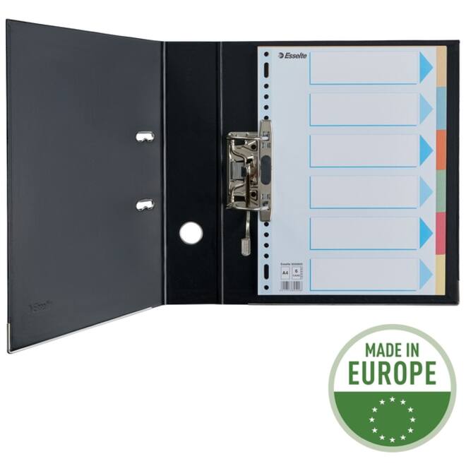 Tabbladen Esselte Premium A4 6-delig karton 23-rings assorti