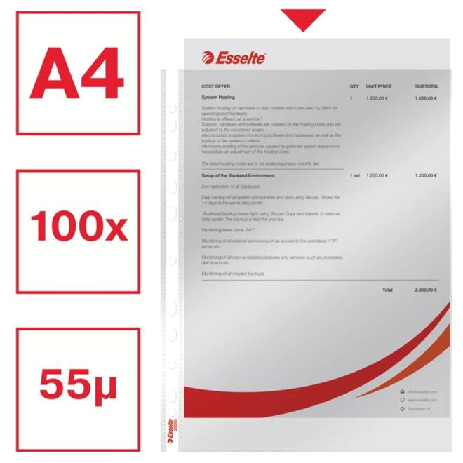 Showtas Esselte copy safe 0.06mm PP A4 glashelder 100 stuks