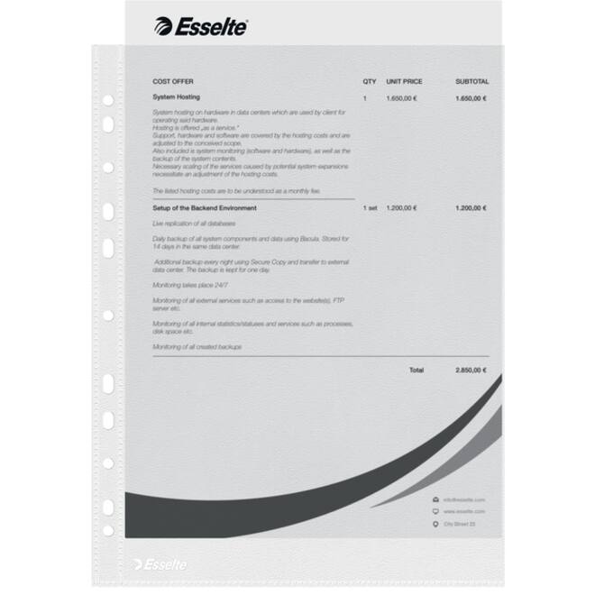 Showtas Esselte Economy copy safe 0.05mm PP A4 100 stuks