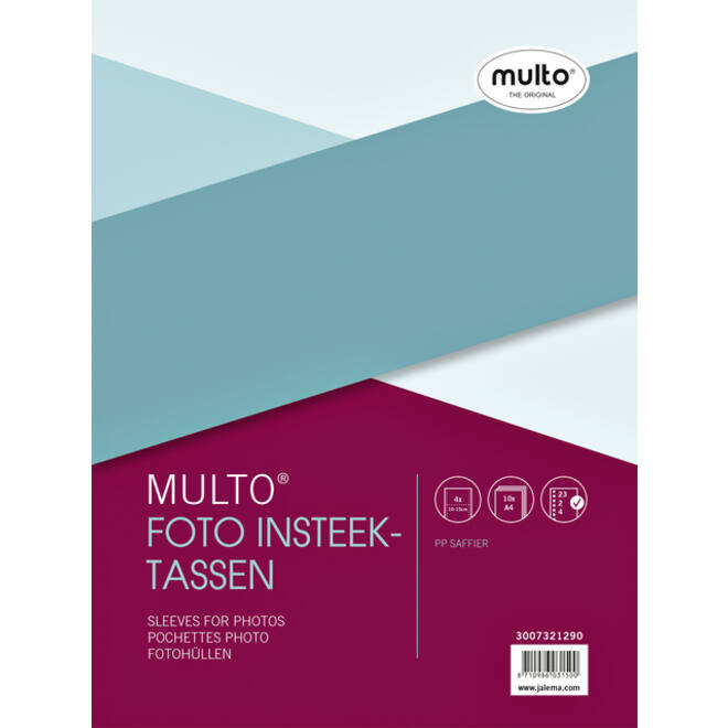 Fototas Multo A4 23-gaats 4-vaks 10X15cm PP transparant 10 stuks