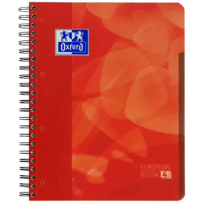 Projectboek Oxford School A4+ ruit 5x5mm 4-gaats 240 pagina's rood