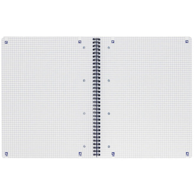 Collegeblok Oxford A4+ ruit 5x5mm 4-gaats 180 pagina's 80gr zwart