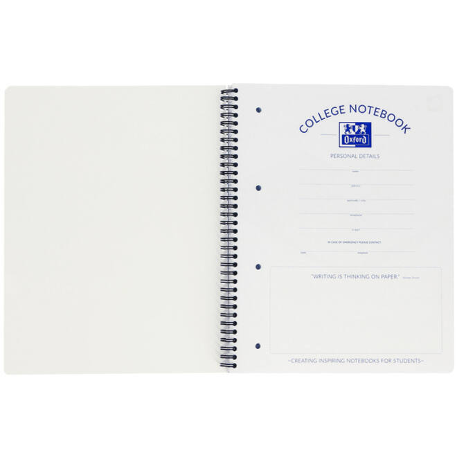 Collegeblok Oxford A4+ ruit 5x5mm 4-gaats 180 pagina's 80gr zwart