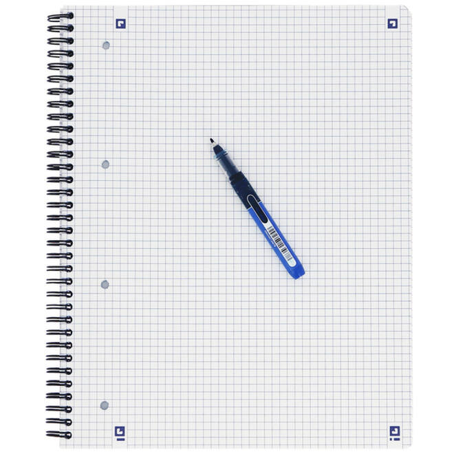 Collegeblok Oxford A4+ ruit 5x5mm 4-gaats 180 pagina's 80gr zwart
