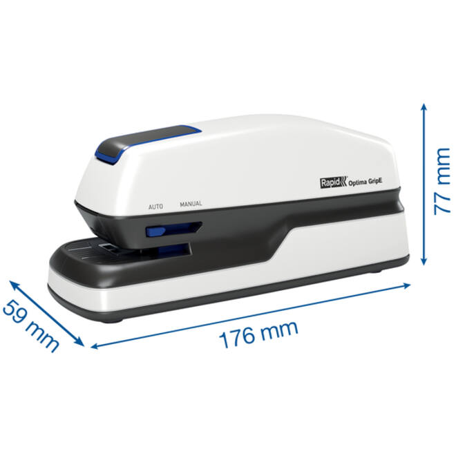 Nietmachine elektrisch Rapid Optima Grip 20vel zilver/zwart