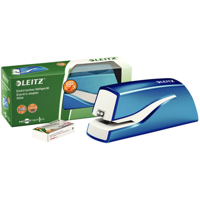 Nietmachine Leitz NeXXt WOW contactloos elektrisch 10 vel blauw