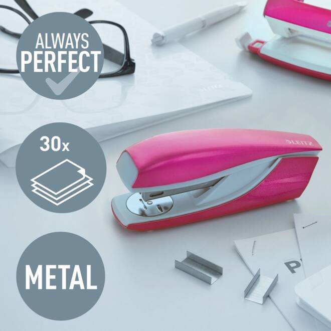 Nietmachine Leitz NeXXt Wow metaal 30 vel roze