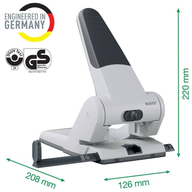 Perforator Leitz 5180 heavy duty 65 vel zilver