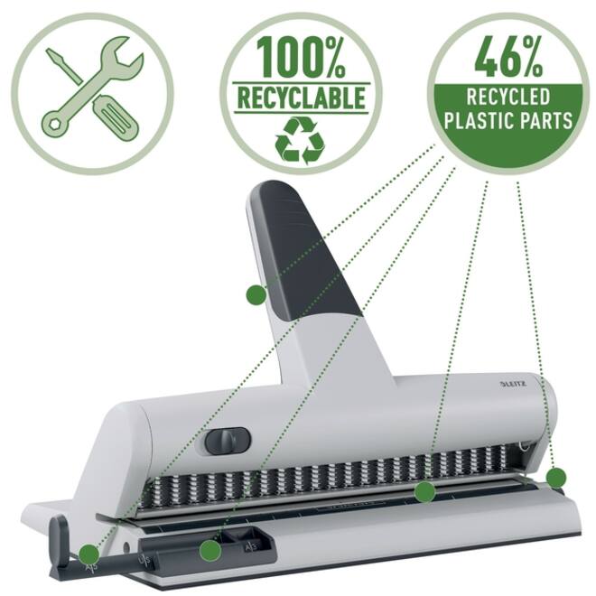 Perforator Leitz 5115 heavy duty 23 gaats zilver