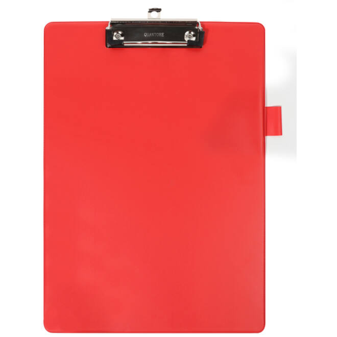 Klembord Quantore A4 staand PVC rood met 100mm klem + penlus