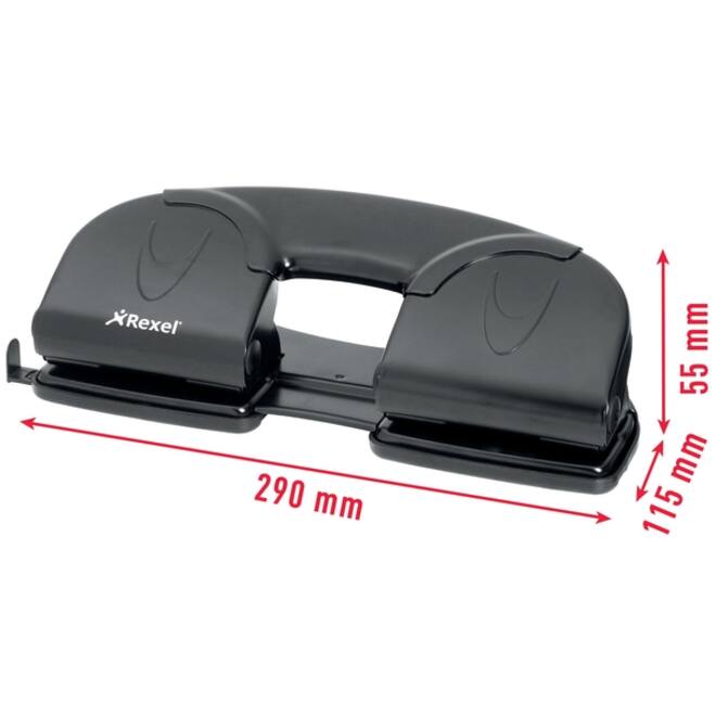 Perforator Rexel V412 4-gaats 12 vel zwart