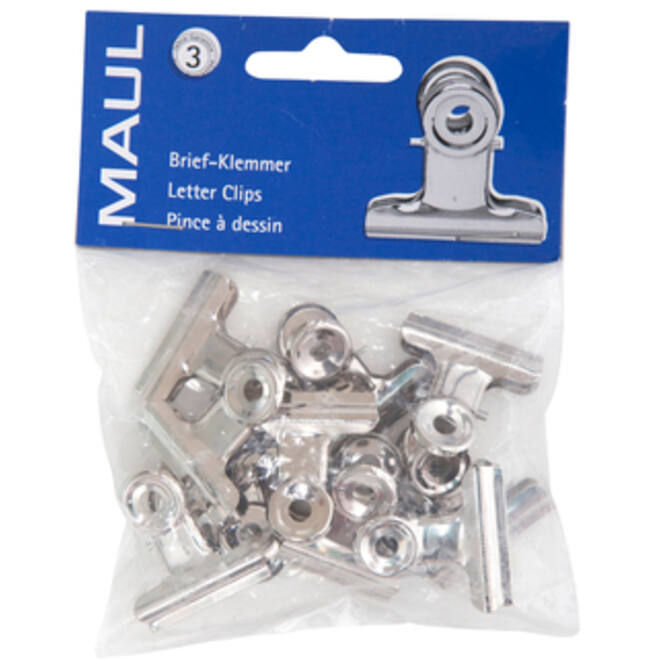 Papierklem MAUL Bulldog 30mm capaciteit 10mm zilver