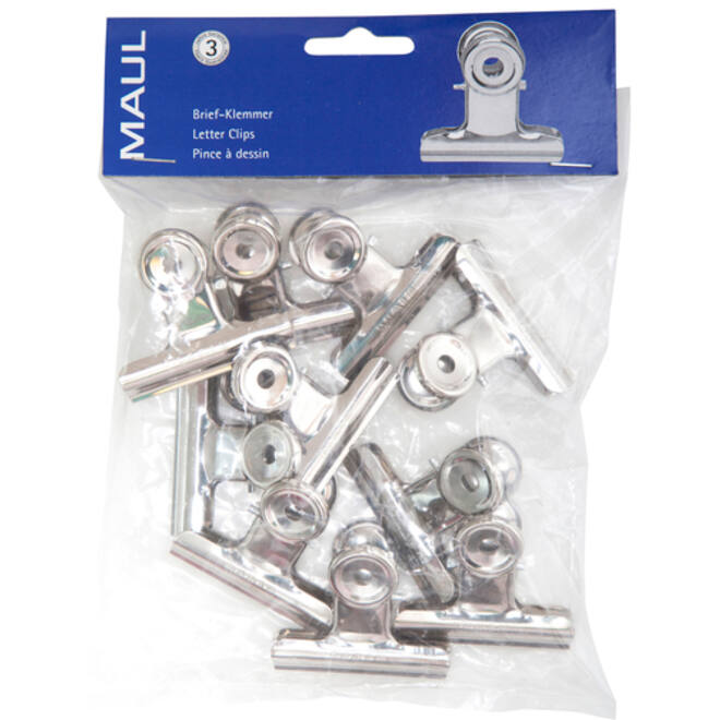 Papierklem MAUL Bulldog 50mm capaciteit 20mm zilver