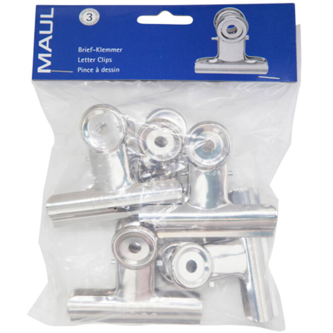 Papierklem MAUL Bulldog 70mm capaciteit 40mm zilver