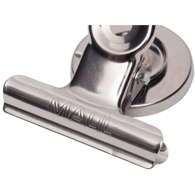 Papierklem MAUL Bulldog met magneet 40mm capaciteit 15mm zilver