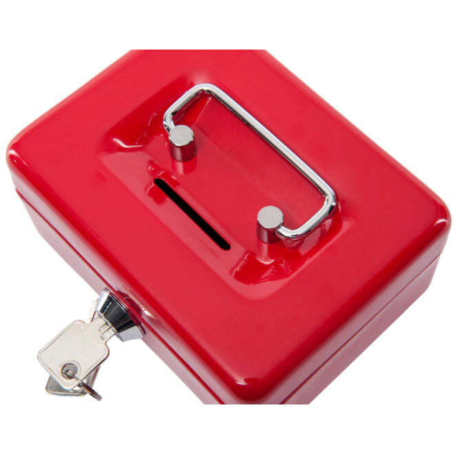 Geldkist MAUL met muntgleuf en slot 125x95x60mm rood