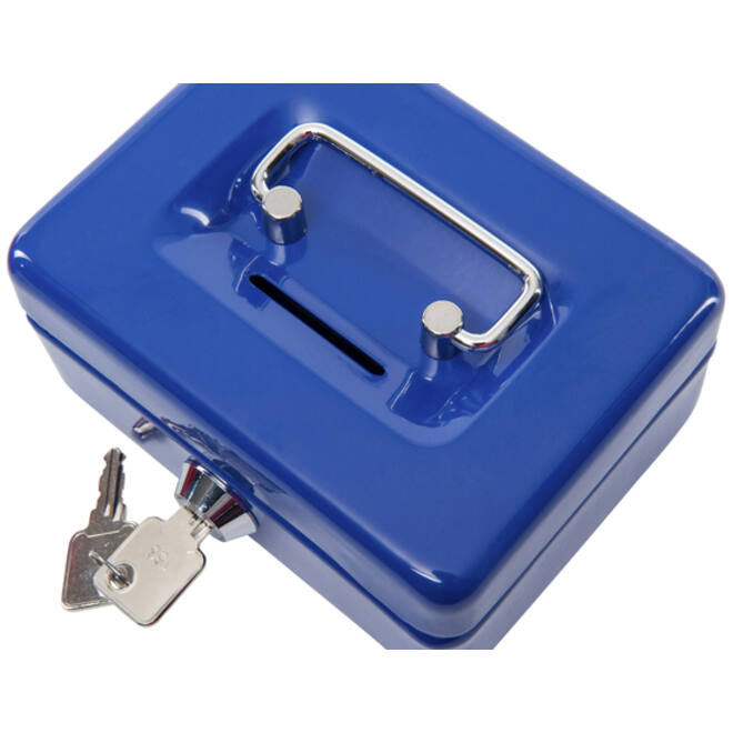 Geldkist MAUL met muntgleuf en slot 125x95x60mm blauw