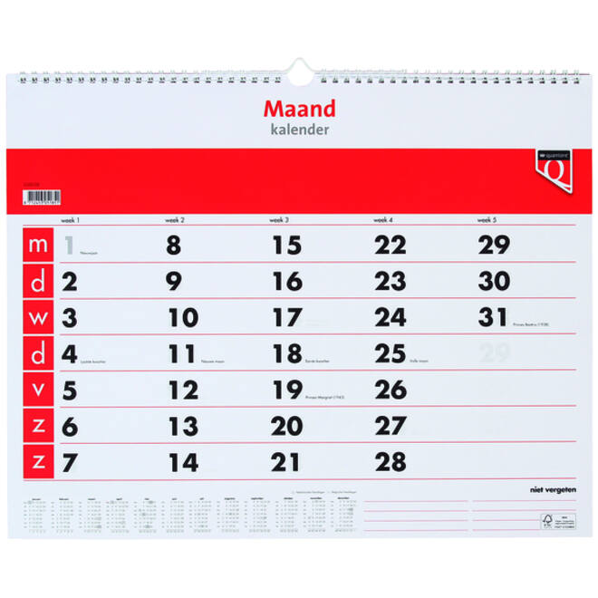 Maandkalender 2026 Quantore