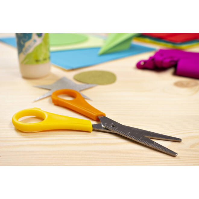 Kinderschaar Westcott 130mm spitse punt linkshandig geel/oranje
