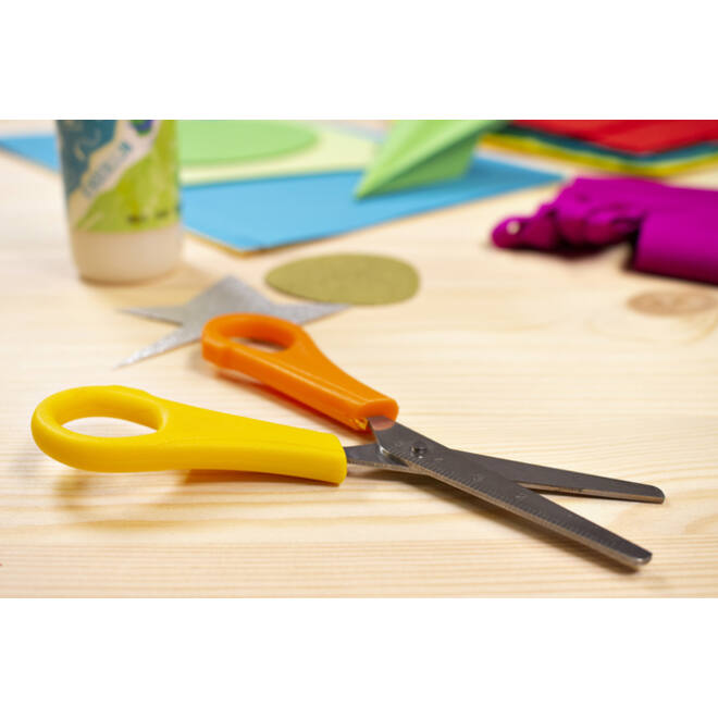 Kinderschaar Westcott 130mm ronde punt linkshandig geel/oranje