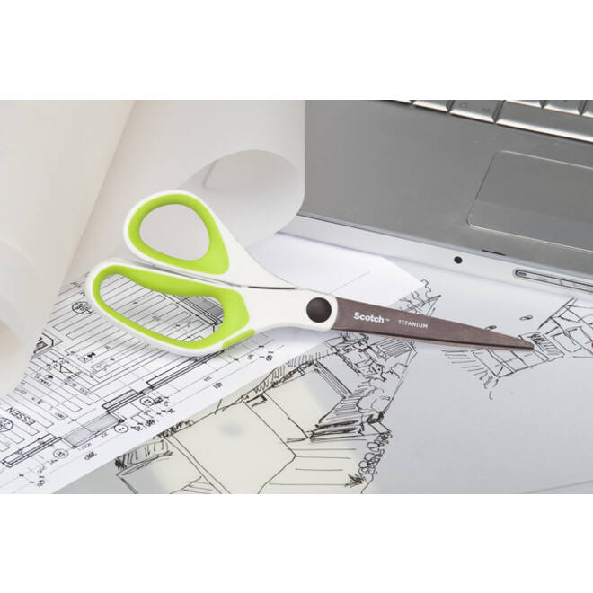Schaar Scotch 20cm titanium met groot oog groen blister