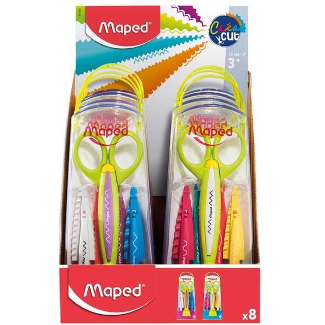 Schaar Maped Crea Cut met 5 verwisselbare motieven display á 8 stuks assorti