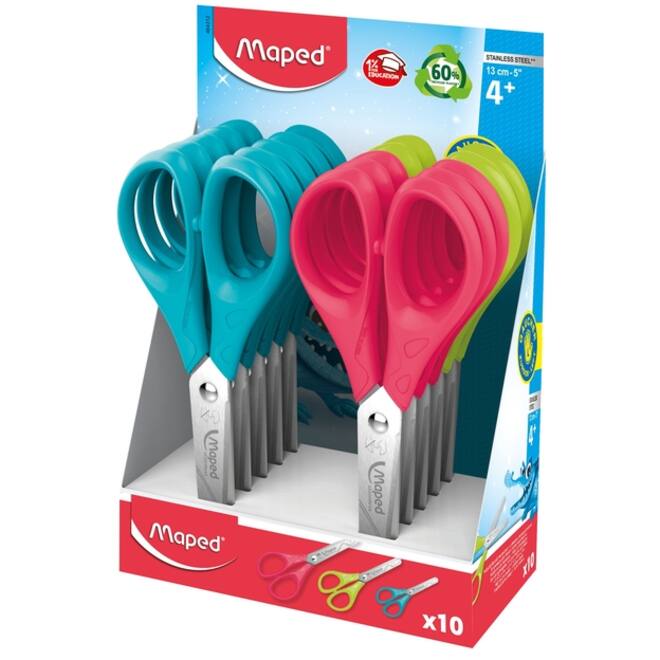 Schaar Maped Essentials 13cm links display á 10 stuks assorti