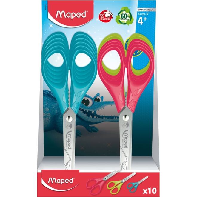 Schaar Maped Essentials 13cm links display á 10 stuks assorti