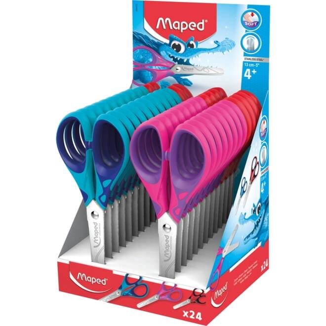 Schaar Maped Essentials Soft 13cm display á 24 stuks assorti