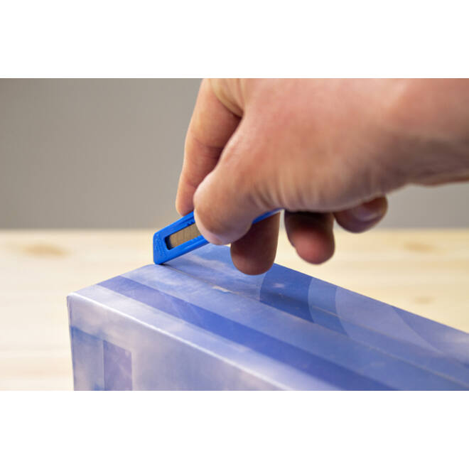 Snijmes Westcott office 9mm met schuifsluiting blauw