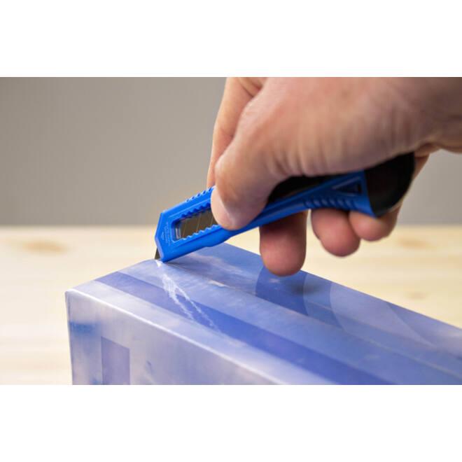 Snijmes Westcott office 18mm met schuifsluiting blauw