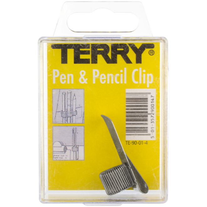 Penhouder Terry clip voor 1 pen/potlood zilverkleurig
