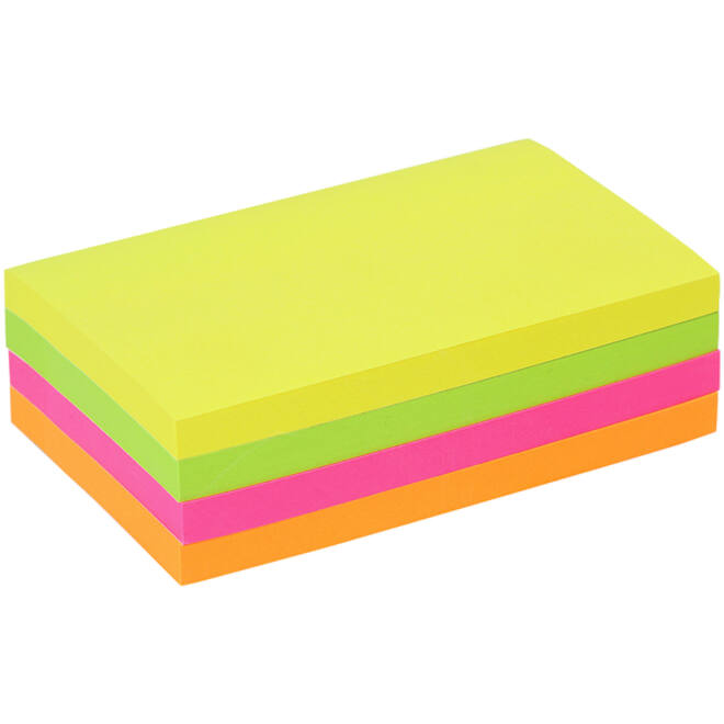 Memoblok Quantore 76x127mm neon assorti 4 kleuren