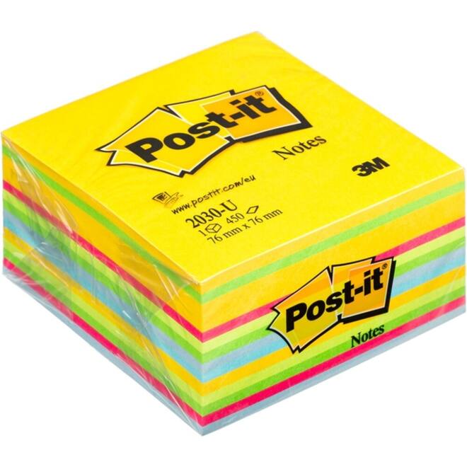 Memoblok Post-it 2030 76x76mm kubus ultra assorti