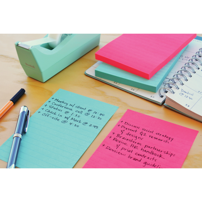 Memoblok Post-it 4690 Super Sticky 101x152mm lijn Rio
