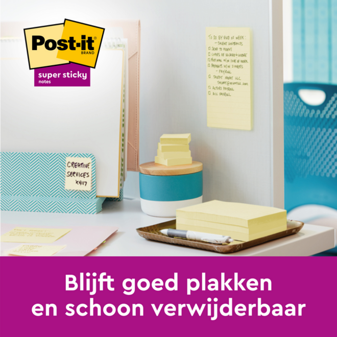 Memoblok Post-it 6920 Super Sticky 76x76mm geel