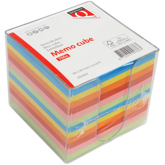 Memokubus Quantore 90x90mm transparant assorti
