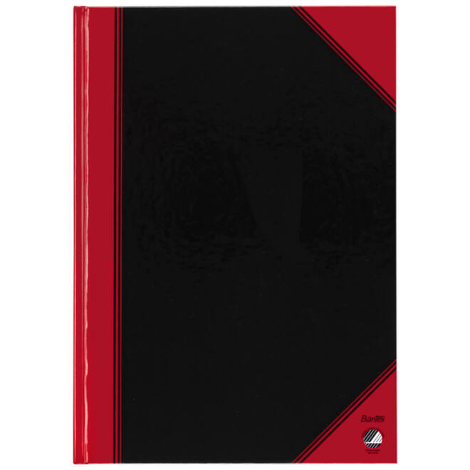 Notitieboek Bantex zwart/rood A4 lijn 70gr 96vel