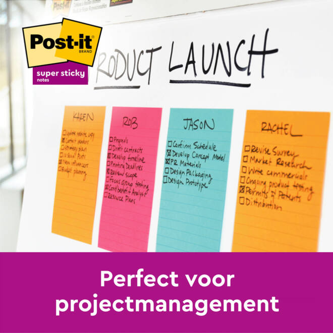 Memoblok Post-it 660 Super Sticky 102x152mm lijn rainbow