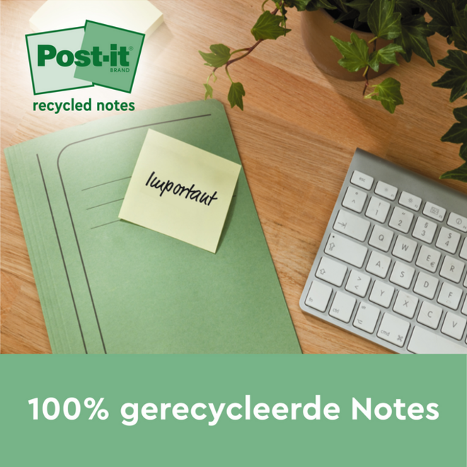 Memoblok Post-it 655-1B recycled 76x127mm canary yellow