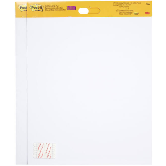 Meeting chart Post-it 566 super sticky 50.8x58.4cm wit incl Command bevestigingsstrip