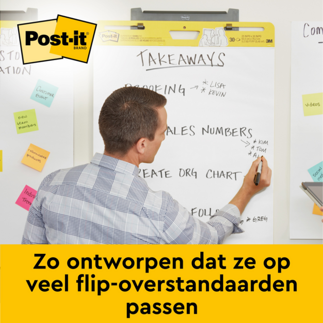 Meeting chart Post-it 563R Super Sticky 50,8x58,4cm met tafelstandaard wit