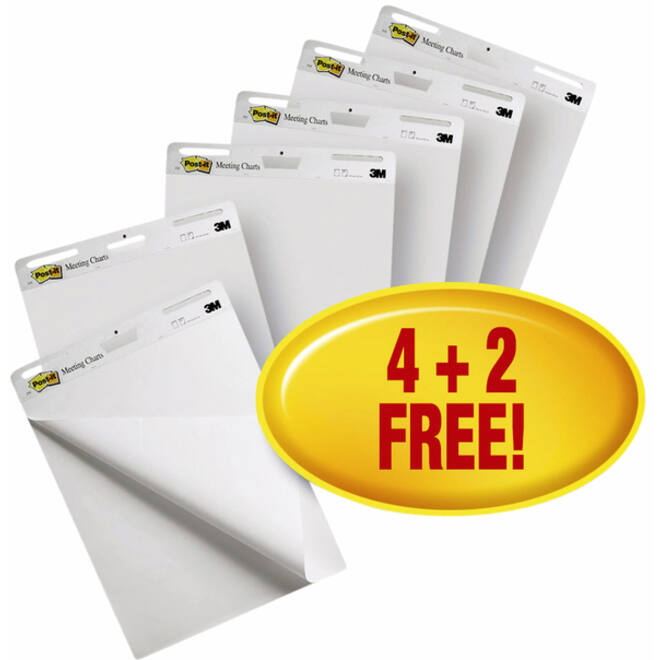 Meeting chart Post-it 559 Super Sticky 63.5x76.2mm wit 4+2 gratis