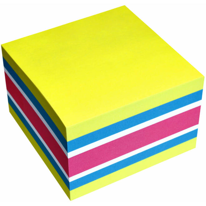 Memoblok info notes kubus 450 vel 75x75mm neon assorti