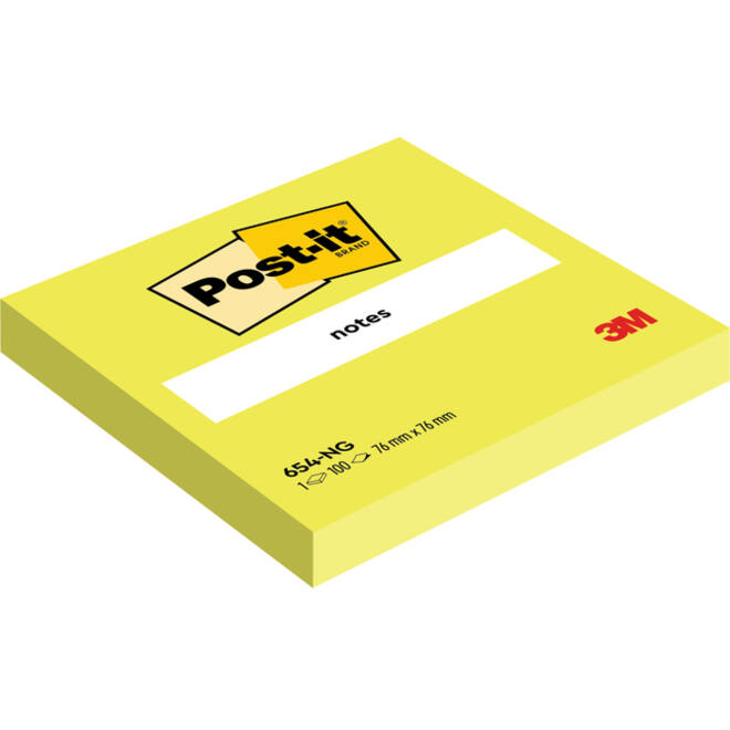 Memoblok Post-it 654 76x76mm neon groen