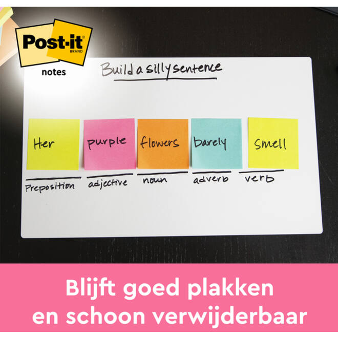 Memoblok Post-it 654 76x76mm neon geel