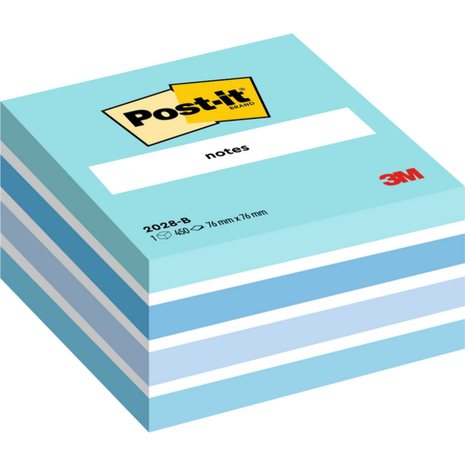 Memoblok Post-it 2028 76x76mm kubus pastel blauw