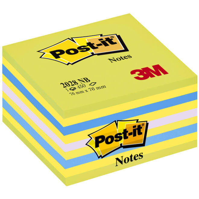 Memoblok Post-it 2028 76x76mm kubus assorti